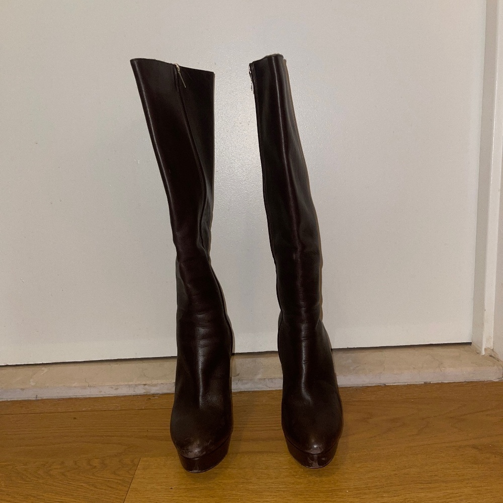 Chocolate brown Jimmy Choo platform boot, size 38.5